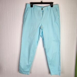 Talbots Girlfriend Chino Pants Light Blue 12 Stretch Cotton Tapered Leg Preppy
